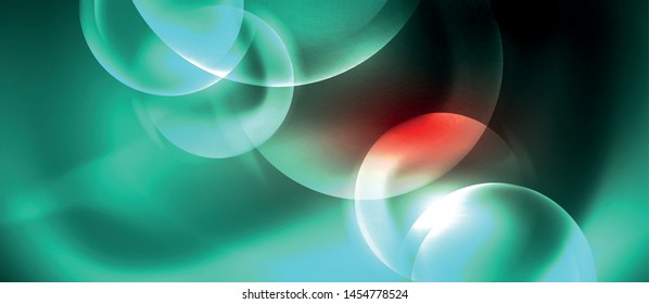 Brillantes círculos de neón fondo abstracto, plantilla vectorial