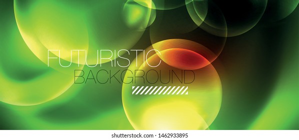 Shiny neon circles abstract background, vector template