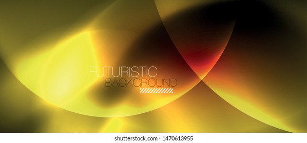 Brillantes círculos de neón fondo abstracto, plantilla vectorial