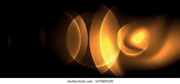 Brillantes círculos de neón fondo abstracto, plantilla vectorial