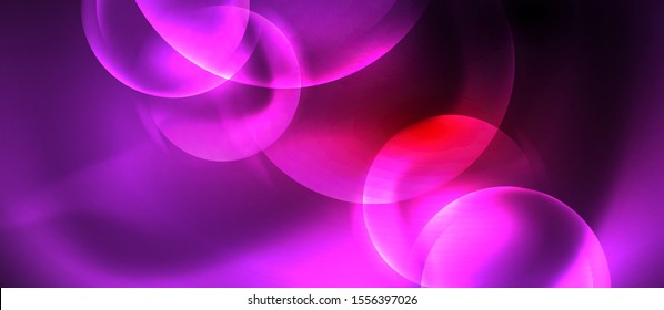 Brillantes círculos de neón fondo abstracto, plantilla vectorial