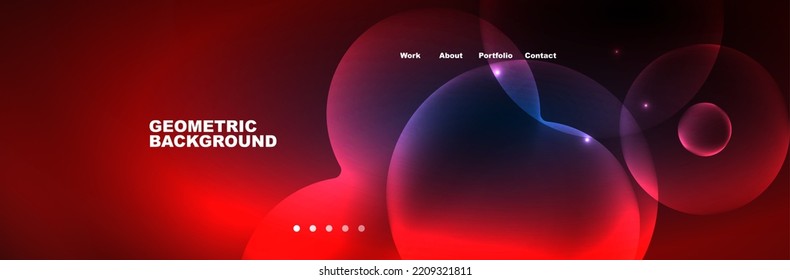 Shiny neon circles and bubbles, dark abstract background with blurred magic neon light, wallpaper design