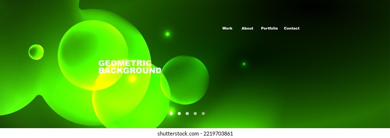 Shiny neon circles and bubbles, dark abstract background with blurred magic neon light, wallpaper design