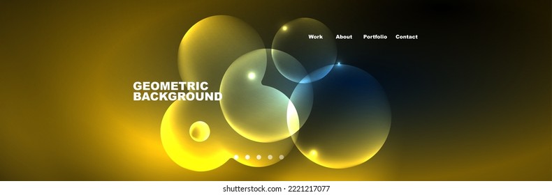 Círculos de neón brillante y burbujas, fondo abstracto oscuro con luz de neón mágica borrosa, diseño de papel tapiz
