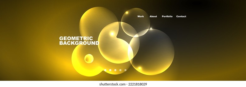 Shiny neon circles and bubbles, dark abstract background with blurred magic neon light, wallpaper design