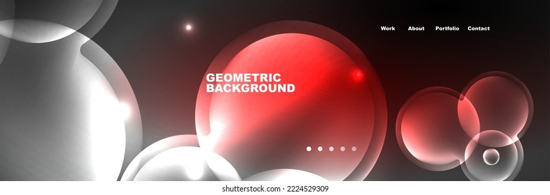 Shiny neon circles and bubbles, dark abstract background with blurred magic neon light, wallpaper design