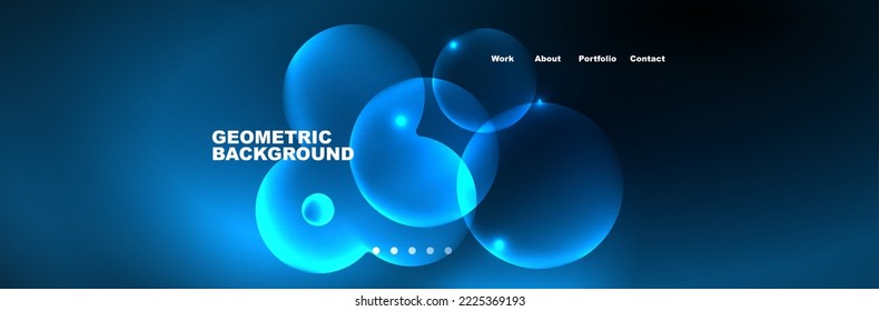 Shiny neon circles and bubbles, dark abstract background with blurred magic neon light, wallpaper design