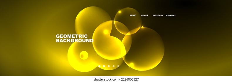 Círculos de neón brillante y burbujas, fondo abstracto oscuro con luz de neón mágica borrosa, diseño de papel tapiz