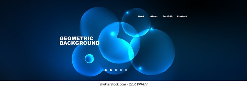 Shiny neon circles and bubbles, dark abstract background with blurred magic neon light, wallpaper design