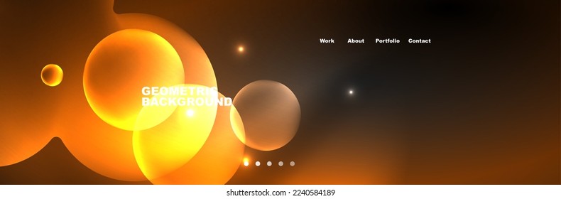 Shiny neon circles and bubbles, dark abstract background with blurred magic neon light, wallpaper design