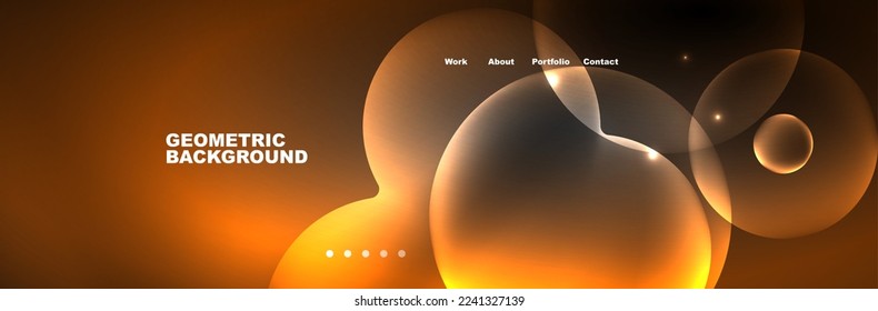 Shiny neon circles and bubbles, dark abstract background with blurred magic neon light, wallpaper design