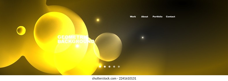 Shiny neon circles and bubbles, dark abstract background with blurred magic neon light, wallpaper design