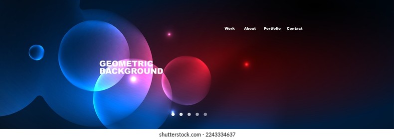 Shiny neon circles and bubbles, dark abstract background with blurred magic neon light, wallpaper design