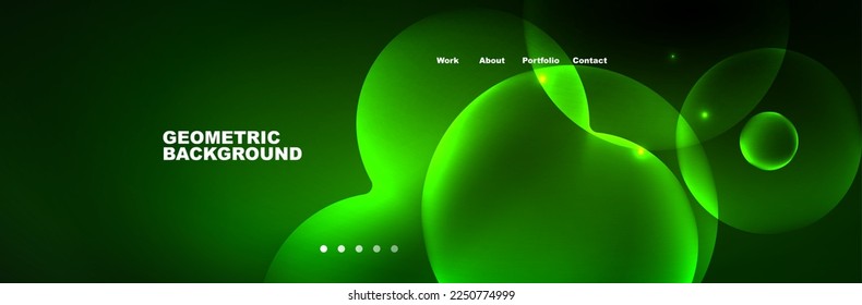 Shiny neon circles and bubbles, dark abstract background with blurred magic neon light, wallpaper design