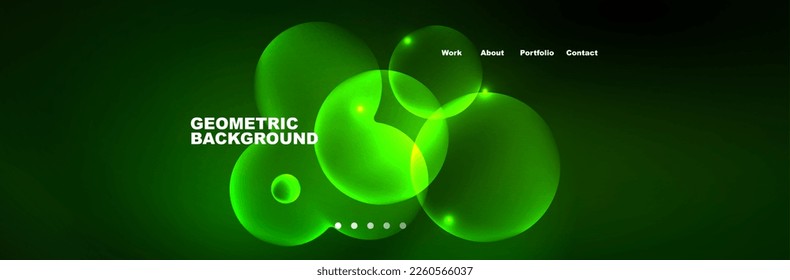 Shiny neon circles and bubbles, dark abstract background with blurred magic neon light, wallpaper design