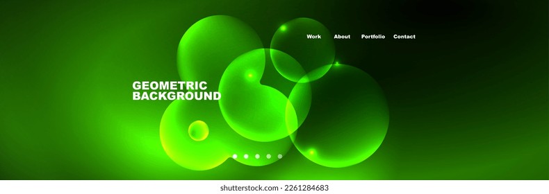 Shiny neon circles and bubbles, dark abstract background with blurred magic neon light, wallpaper design