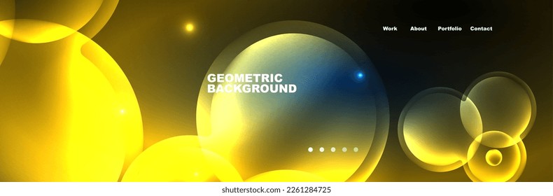 Círculos de neón brillante y burbujas, fondo abstracto oscuro con luz de neón mágica borrosa, diseño de papel tapiz