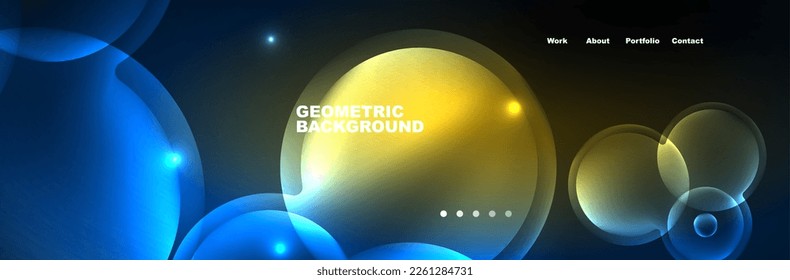 Shiny neon circles and bubbles, dark abstract background with blurred magic neon light, wallpaper design