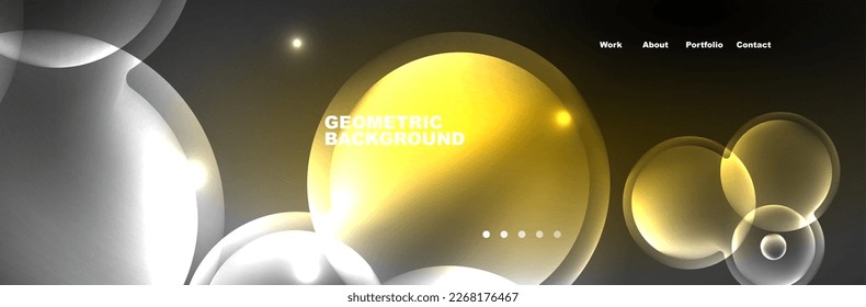 Shiny neon circles and bubbles, dark abstract background with blurred magic neon light, wallpaper design