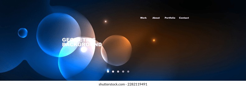 Shiny neon circles and bubbles, dark abstract background with blurred magic neon light, wallpaper design