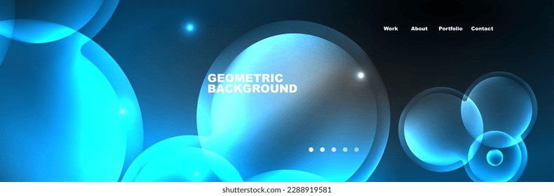 Shiny neon circles and bubbles, dark abstract background with blurred magic neon light, wallpaper design