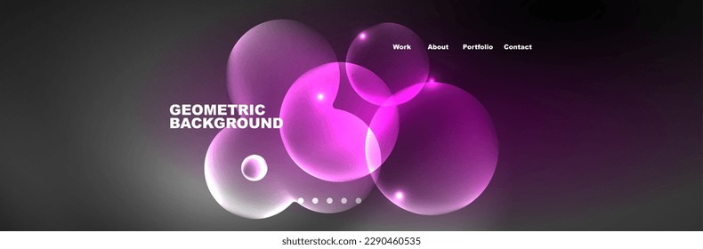 Shiny neon circles and bubbles, dark abstract background with blurred magic neon light, wallpaper design