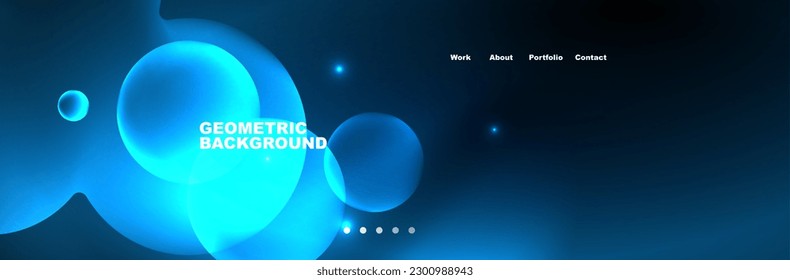 Shiny neon circles and bubbles, dark abstract background with blurred magic neon light, wallpaper design