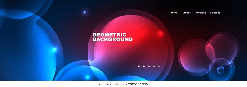 Shiny neon circles and bubbles, dark abstract background with blurred magic neon light, wallpaper design