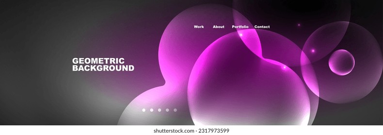 Shiny neon circles and bubbles, dark abstract background with blurred magic neon light, wallpaper design