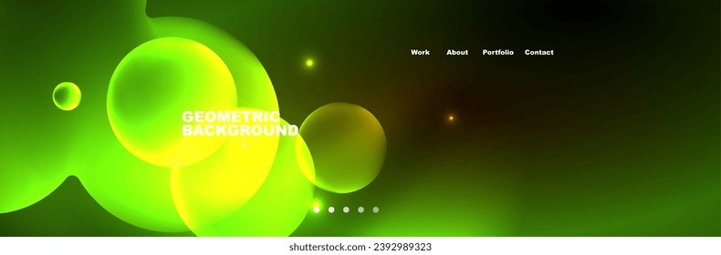 Shiny neon circles and bubbles, dark abstract background with blurred magic neon light, wallpaper design