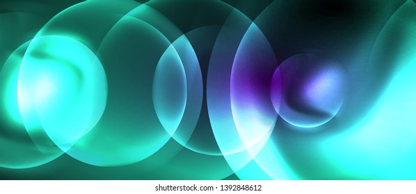 Shiny neon color light with circles abstract background, vector design