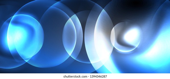 Shiny neon color light with circles abstract background, vector design