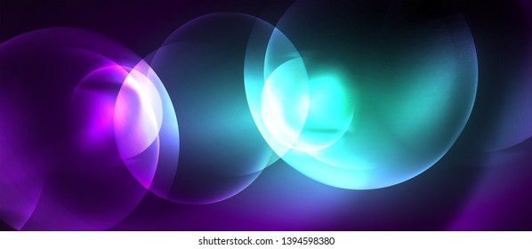 Shiny neon color light with circles abstract background, vector design