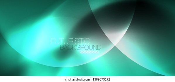 Luz de cor neon brilhante com círculos fundo abstrato, design vetorial