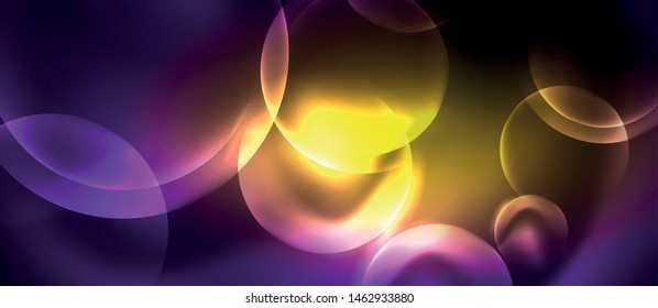 Shiny neon color light with circles abstract background, vector design