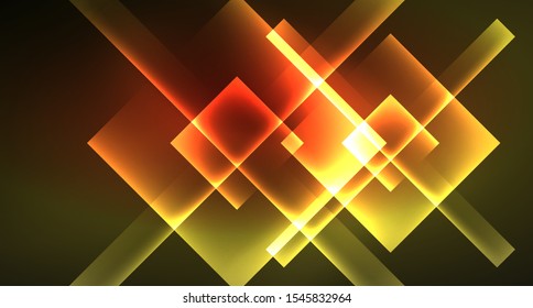 Shiny neon design square shape abstract background. Retro vector abstract design banner template. Vector decorative background. Graphic design geometric shape.
