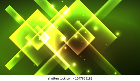 Shiny neon design square shape abstract background. Retro vector abstract design banner template. Vector decorative background. Graphic design geometric shape.