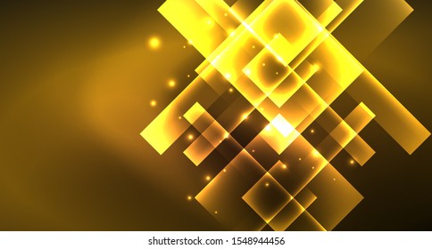 Diseño de neón brillante cuadrado forma fondo abstracto. Plantilla de banner de diseño abstracto vectorial retro. Fondo decorativo vectorial. Forma geométrica de diseño gráfico.
