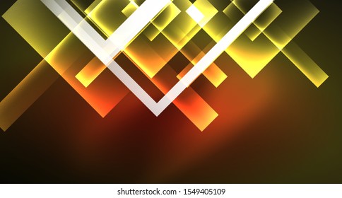 Shiny neon design square shape abstract background. Retro vector abstract design banner template. Vector decorative background. Graphic design geometric shape.