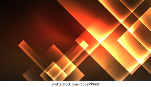 Diseño de neón brillante cuadrado forma fondo abstracto. Plantilla de banner de diseño abstracto vectorial retro. Fondo decorativo vectorial. Forma geométrica de diseño gráfico.