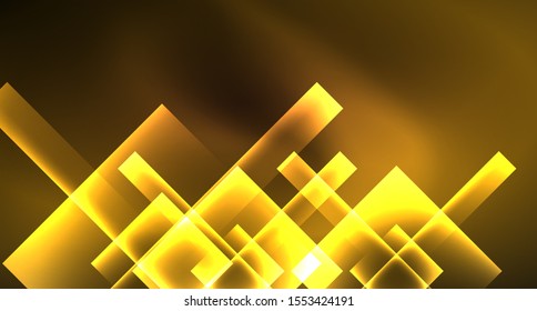 Diseño de neón brillante cuadrado forma fondo abstracto. Plantilla de banner de diseño abstracto vectorial retro. Fondo decorativo vectorial. Forma geométrica de diseño gráfico.