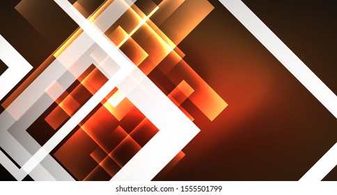 Shiny neon design square shape abstract background. Retro vector abstract design banner template. Vector decorative background. Graphic design geometric shape.