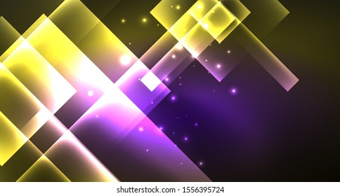 Shiny neon design square shape abstract background. Retro vector abstract design banner template. Vector decorative background. Graphic design geometric shape.