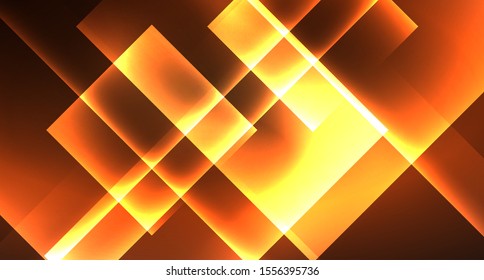 Shiny neon design square shape abstract background. Retro vector abstract design banner template. Vector decorative background. Graphic design geometric shape.