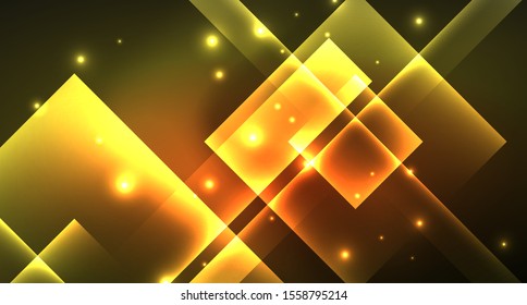 Ein glänzender Neondesign, quadratischer, abstrakter Hintergrund. Retro Vektorgrafik abstrakte Design-Banner-Vorlage. Vektordekorativer Hintergrund. Geometrische Form des grafischen Designs.