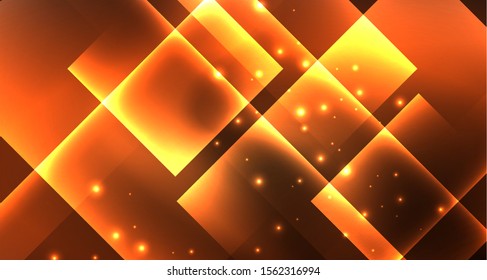 Ein glänzender Neondesign, quadratischer, abstrakter Hintergrund. Retro Vektorgrafik abstrakte Design-Banner-Vorlage. Vektordekorativer Hintergrund. Geometrische Form des grafischen Designs.