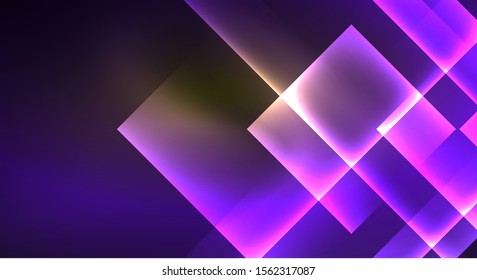 Shiny neon design square shape abstract background. Retro vector abstract design banner template. Vector decorative background. Graphic design geometric shape.