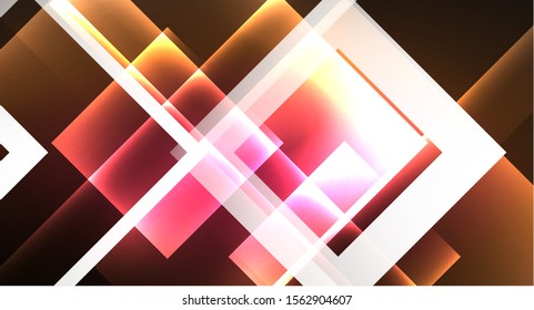 Shiny neon design square shape abstract background. Retro vector abstract design banner template. Vector decorative background. Graphic design geometric shape.