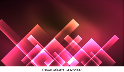 Shiny neon design square shape abstract background. Retro vector abstract design banner template. Vector decorative background. Graphic design geometric shape.