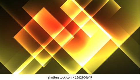 Shiny neon design square shape abstract background. Retro vector abstract design banner template. Vector decorative background. Graphic design geometric shape.